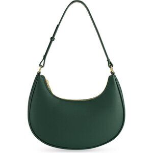 Women Dark Green Retro Classic Clutch Shoulder Tote Hand Bag With Zipper Closure